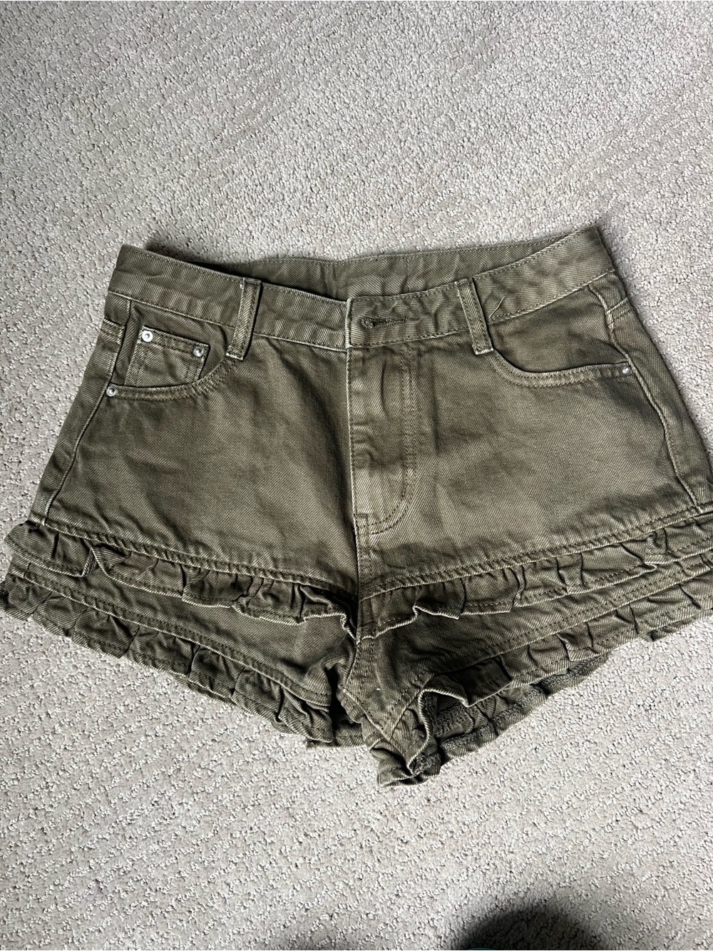 Denim Ruffle Shorts